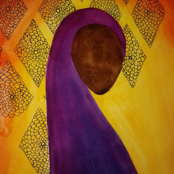 Sudanese Sister, Watercolor + Black Ink, 18x24, $550
